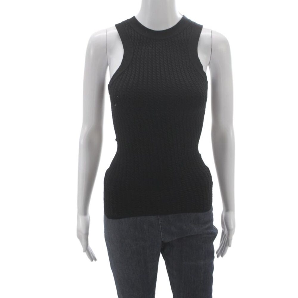 Weworewhat Women Black Pullover Sweater Sleeveless Crew Neck Viscose Size XS